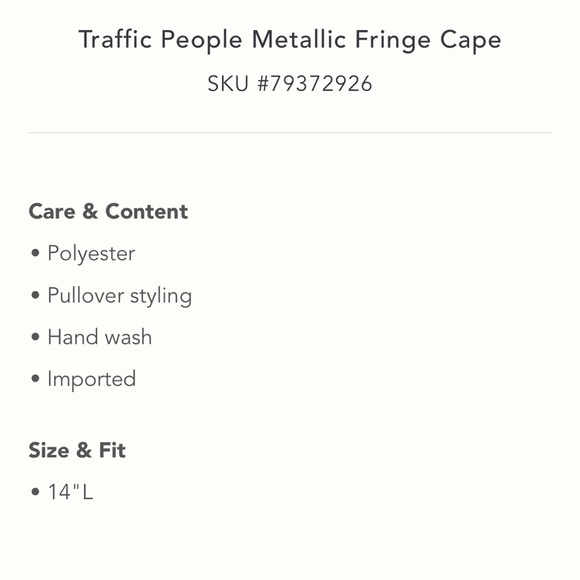 ✨ Anthropologie Metallic Fringe Cape - Picture 5 of 5